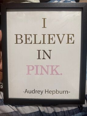 Framed Audrey Hepburn Quote Print - 'I Believe in Pink'